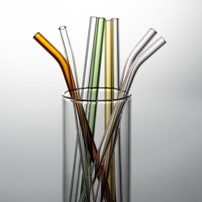 China 2022 Sustainable Top Sell Glass Drinking Straws High Borosilicate Glass Reusable Straws 8mm Straw Set With Custom Logo for sale