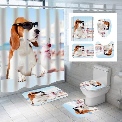 China Yutong 4PCS Durable Heavy Shower Curtain Polyester 3D Printing Waterproof Curtain Fabric Shower Curtains For Bathroom for sale