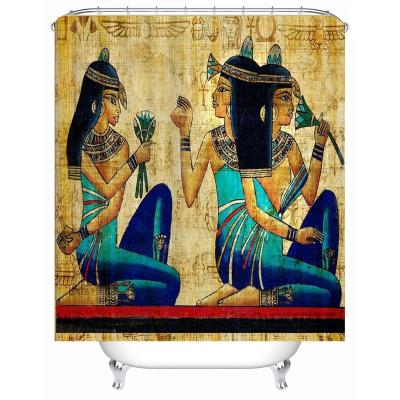 China Waterproof Papyrus Women Bath Decor In Bathroom Egyptian And Chinese Wall Polyester Curtains Yutong Egypt Shower Curtain Viable for sale