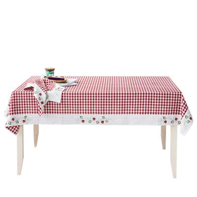 China Yutong Tablecloth Embroidery Waterproof Floral Lattice Plaid Table Cloth Rectangular Dustproof Cover For Dining Room Kitchen Balcony Tea Cafe for sale