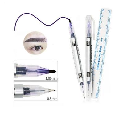 China Skin Marker Pen For PMU Free Sample Dual Tip With Eyebrow Ruler Surgical Marker Pen for sale