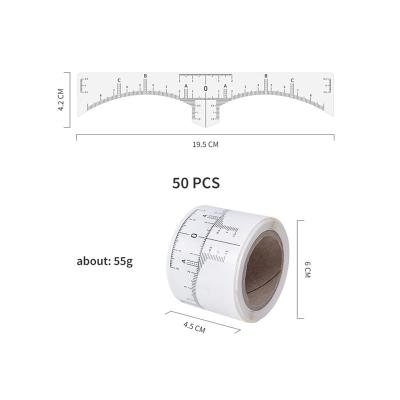 China Free Sample 50pc/box Disposable Permanent Makeup Eyebrow Meansuring Eyebrow Measuring Sticky Ruler for sale