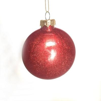 China Christmas Tree Decoration Dongguan Hot Sales Christmas Ball 8cm Red Flat Plastic Christmas Ball for sale