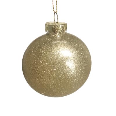 China Christmas Tree Decoration Dongguan Products Golden Christmas Ball 8cm Flat Plastic Christmas Ball Ready for sale