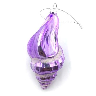 China Dongguan Handmade Purple Conch Shape Christmas Glass Ornaments Sea Snail Christmas Ornaments for sale