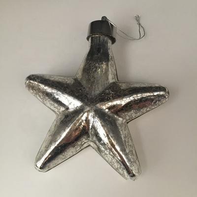 China Hand Paint 2021 New Products Dongguan Starfish Shape Silver Glass Christmas Ornaments With Led Light For Festival Decoration for sale