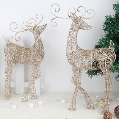 China Handmade Dongguan Personalized Outdoor 40cm Height Christmas Gold Iron Deer Decoration for sale