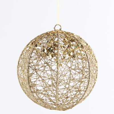 China Handmade Best Selling Handmade Christmas Metal Ball Gold Christmas Tree Decoration Ornament for sale