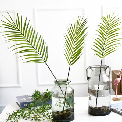 China Plastic Green Decoration Artificial Green Plant Leaves Dypsis lutescens Leaves Artificial Palm Leaves For Wedding Decoration for sale