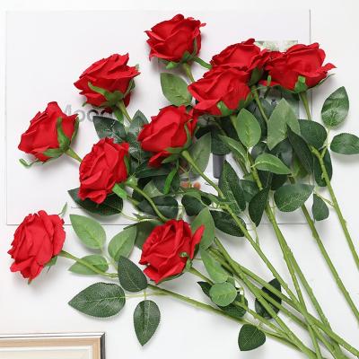 China Silk+plastic Rose simulation flower wedding decoration rose flower bride holding simulation flower for sale