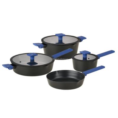 China 2021 Sustainable Hot Selling Cookware Set With Non Stick Frying Pan And Soup Pot Set With Kitchen Cooking Pots for sale