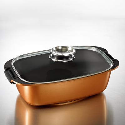 China New Design Stored Healthy Cast Aluminum Nutrition Kitchen Casserole Dish With Glass Lid for sale