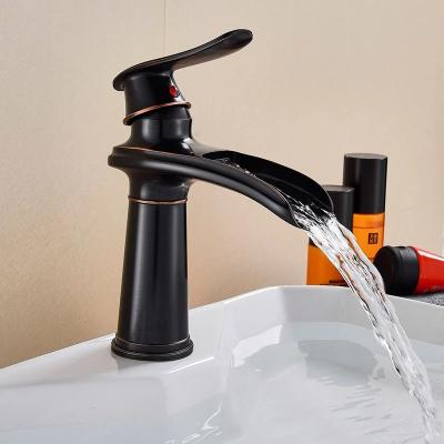 China Metered Faucets Bathroom Waterfall Faucets Widespread Black Bronze Faucet Lip Color Solid Brass Basin Sink Mixer Taps Chrome Bathroom Faucets for sale