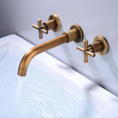 China Thermostatic faucets dual to handle wall mounted basin kitchen mixer tap two holes chrome cold and hot water faucets parede torneira cozinha for sale