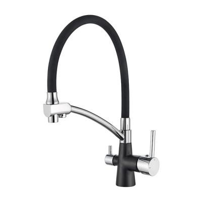 China Black Thermostatic Faucets Kitchen Sink Faucet Brass Mixer Lower Two Handle Three Way Kitchen Drinking Water Faucet Healthy cozinha de torneira for sale