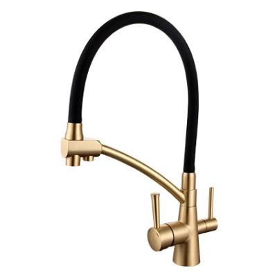 China Thermostatic Faucets Filter Kitchen Faucet Brushed Gold 360 Swivel Pure Water Faucets For Kitchen Black Pull Down Purification Water Mixer Tap for sale