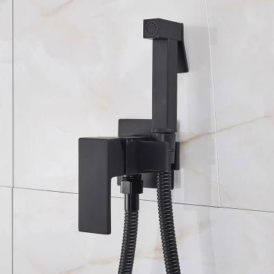 China Matte Black Ducha Higienica Hot Cold Water Mixer Tap Muslim Toilet Faucets Bidet Shower Faucet Modern Solid Brass Bidet Faucet for sale