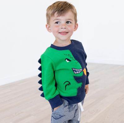 China Little Cartoon Dinosaur Designer Kids Anti Shrink Boys Tops Hoodie for sale