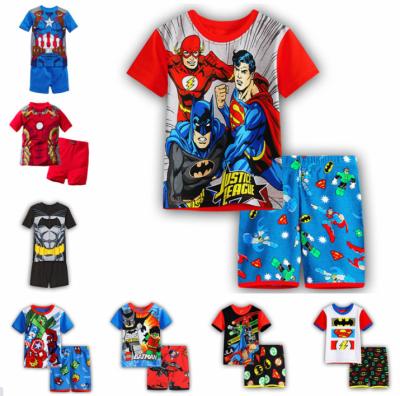 China Children Soft Cloth Cartoon Hero Character Cotton 2pcs Summer Breathable Pajamas for sale