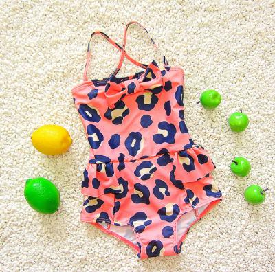 China Leopard Pattern Breathable Fashion Kids Girl One Piece Swimwear for sale