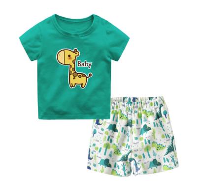 China Cartoon Character Printed Baby Boy Set Anti Shrink And Girls 2pcs Cotton T-shirt And Shorts Summer Clothing Set for sale