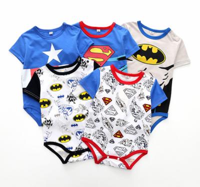 China Short Sleeve Hero Movie Character Pattern Printed Cotton Baby Newborn Infant Romper for sale