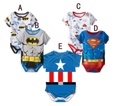 China Short Sleeve Superhero Printed Baby Boy Summer Stylish Rompers for sale