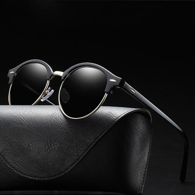 China Fashion HBK sunglasses round oval men's classic women's sunglasses shiny black greeen unique uomo donna lens occhiali DA for sale