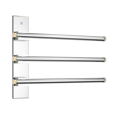 China Heater Bathroom Round Rod Electric Swing Towel Rack 3 Arm Towel Rack Wall Mounted Towel Warmer for sale