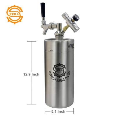 China 2L/3.6L/4L/5L Mini Beer Keg Dispenser Body Stainless Steel Western Logo With Tap Draft Beer/Coffee/Juice Shaker Easy Accessories for sale