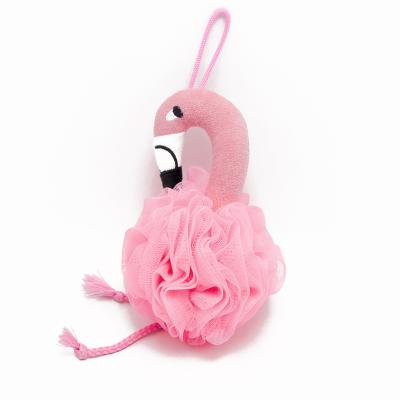 China EXFOLIATE Wholesale Bath Loofah Flamingo Shower Sponge Exfoliating Lovely Bath Blast Bath Net Baby Products for sale