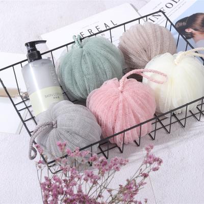 China EXFOLIATING Optional 50Gram Five Color Bath Loofahs Sponge Ball Mesh Puff Shower Sponge Bath Puff Body Scrubber for sale