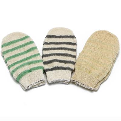 China EXFOLIATING Wholesale PE Striped Wash Mitt Useful Body Massage Bath Gloves Exfoliating Shower Scrub Mitt for sale