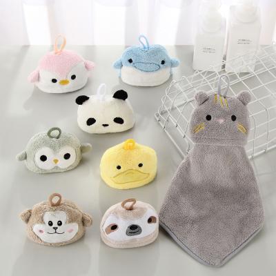 China Wholesale High Quality Cute Hanging Animal Embroidered Hand Towel Safe For Kids Towel Custom Cartoon Hand Kitchen for sale