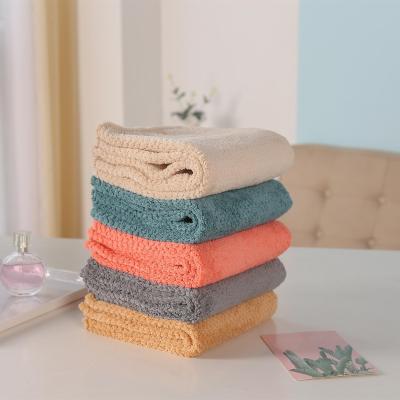 China Factory Design Logo Solid Color Home Bath Wholesale Customized Towel Coral Fleece Towel QUICK DRY for sale