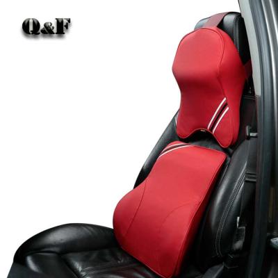 China Fashion Custom Universal Car Seat Pillow Memory Foam Head Neck Rest Cushion Synthetic Leather Headrest Pillow for sale