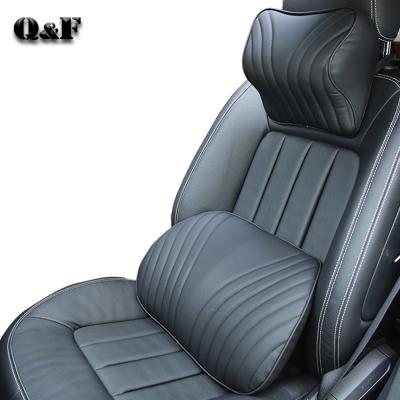 China 2 PCS Anti-Static Car Seat Cover Leather PU Foam Memory Support Cushion Car Headrest Back Pillow for sale