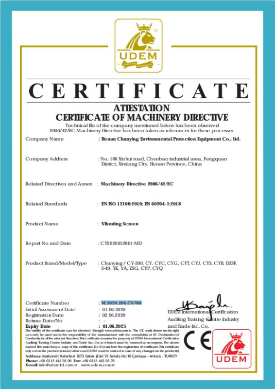 CE - Henan Chunying Environmental Protection Equipment Co., Ltd.