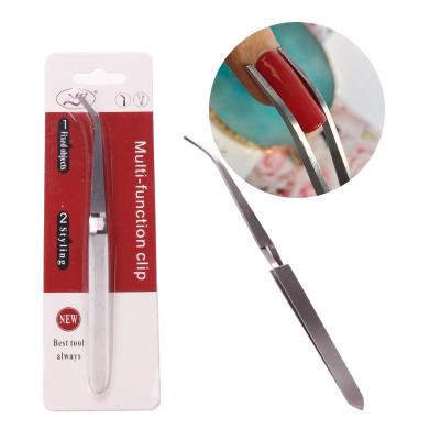 China High Quality Multi Function Finger Nail Stainless Steel Curve Pinching Multi Function Nail Art Clip Tools Nail Tweezers for sale