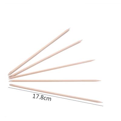 China Professional Nail Salon 100pcs Pack 17.8cm Nail Art Orange Wood Sticks Manicure Sticks 17.8cm Orange Cuticle Pusher Remover Stick for sale