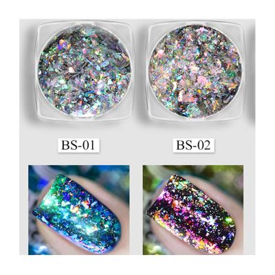 China Excellent Nail Art Decoration Glitter Fish Scale Nail Art Effect 3D DIY Shape Glitter To Nail Foil Powder For Nail Gel Polish for sale