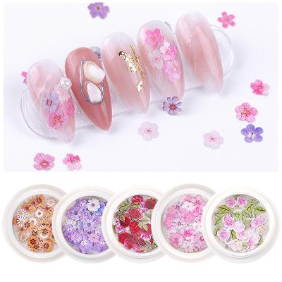 China Nail Art Decoration Supplies Nail Art Mixed Chips Piece Small Daisy Leaves Jewelry Dry Nails Decoration Rose Flower Wood Paste DIY Patch for sale