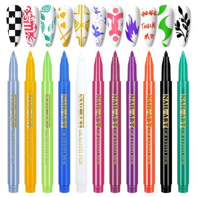 China Beauty Painting Tools New Nail Art Graffiti Pen Waterproof Drawing Paint Coating Brush DIY Flower Details Subtract Lines Nail Polish Pen Beauty Tool for sale