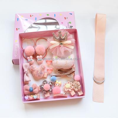 China 18pcs Gift Box Set Babies 18pcs Set Soft Cute Ribbon Hair Bows Cartoon Baby Fabrics Flowers Hair Clips Hair Accessories for sale