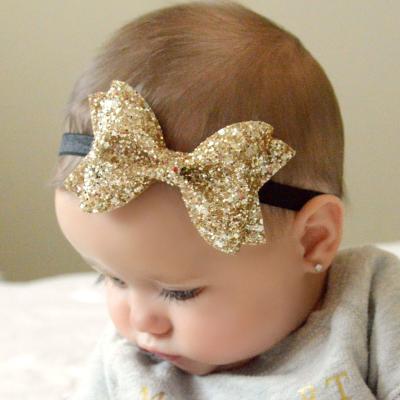 China Cute Glitter Sequin Baby Headband,Wholesale New Arrival Sparkle Hair Circle Bow Leather Glitter Hair Accessories For Kids for sale