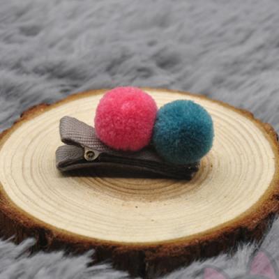 China Hot Selling Children Soft Cute Pompom Ball Hairpins Kids Hair Clips Hair Accessories For Girls for sale