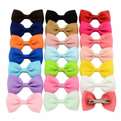 China Sweet 20 Colors Baby Ribbon Hair Bows Hair Clips, Kids Sweet Bowknot Decorative Hairpins Hair Accessories For Girls for sale