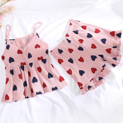 China Free Shipping Breathable Cotton Summer Shorts Pajamas Sets Soft Sleeveless PJ Set Soft Sleep Wear For Girls Chinese Supplier High Quality for sale