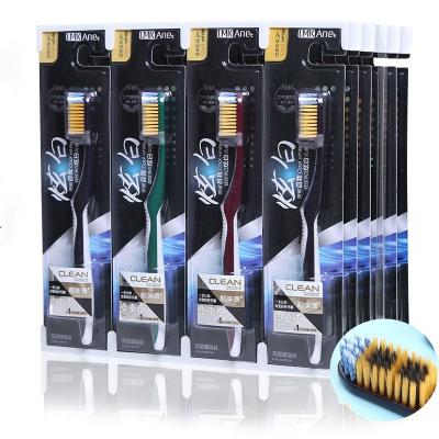 China 2023 Hot Sale Black Handle Toothbrush Kit Disposable Wholesale Custom Toothbrushes With Logo for sale