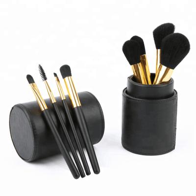 China Angular Blush Black 8pcs Synthetic Hair Custom Original Make Up Brush Set Professional With Cylinder for sale